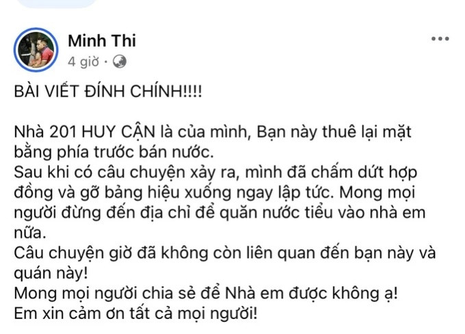 Anh Lê Minh Thi đăng bài đính chính