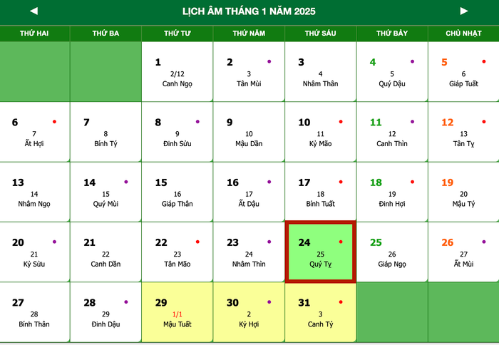 Xem lịch âm hôm nay ngày 26/1/2025: Tra cứu nhanh ngày tốt xấu và giờ hoàng đạo chuẩn xác nhất Ảnh 1
