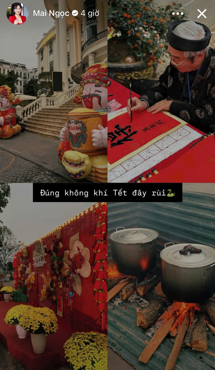 Nhà chồng Mai Ngọc rộn ràng với những hoạt động đón Tết truyền thống. Ảnh: FBNV