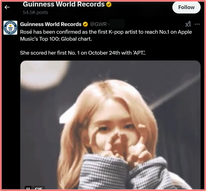 Rosé đạt kỷ lục Guinness Thế giới Ảnh 1