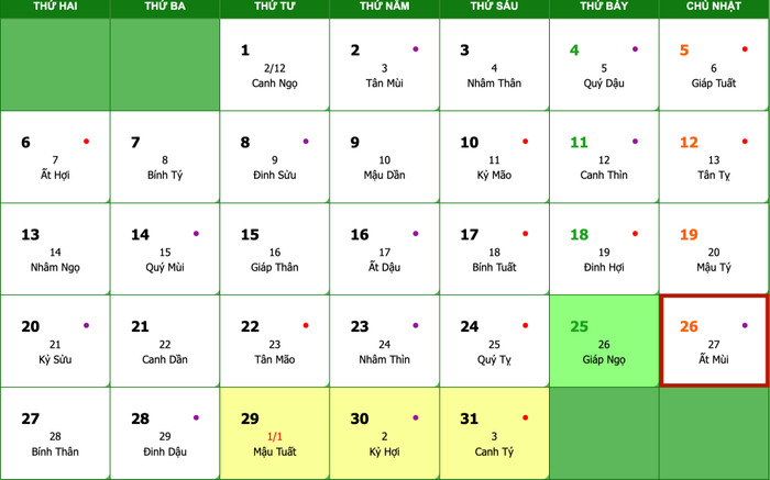 Xem lịch âm hôm nay ngày 26/1/2025: Tra cứu nhanh ngày tốt xấu và giờ hoàng đạo chuẩn xác nhất Ảnh 2