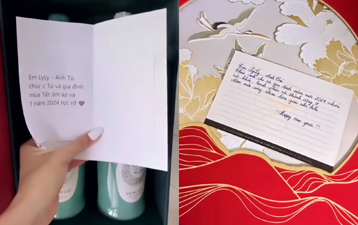 Anh Tú và LyLy cùng nhau tặng quà Tết cho người quen dịp Tết 2024. (Ảnh: Sưu tầm)