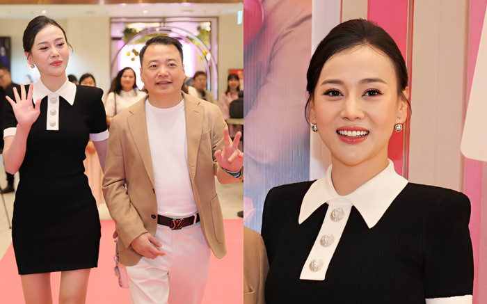 Phương Oanh khoe eo con kiến, được Shark Bình 'tháp tùng' đi sự kiện Ảnh 2