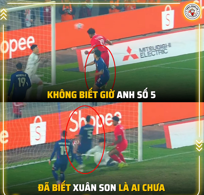 Trước thềm thi đấu, tuyển thủ người Thái Lan hỏi Nguyễn Xuân Son là ai và được anh chàng giải đáp bằng 'hai nồi lẩu' trong trận đấu. 