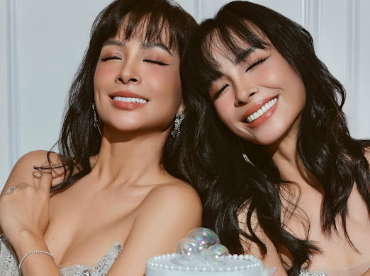 Chị em sinh đôi Thúy Hằng - Thúy Hạnh đọ dáng nóng bỏng đón tuổi mới Ảnh 1