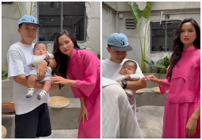 H'Hen Niê cưng nựng em bé 3,5 tháng tuổi. (Ảnh chụp màn hình)