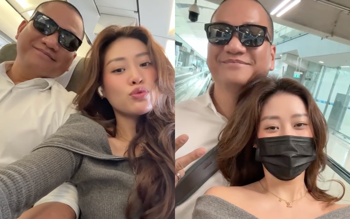Hoa hậu Khánh Vân và nhiếp ảnh gia Nguyễn Long tình tứ trong chuyến du lịch tại Thái Lan. (Ảnh: TikTok nhân vật)