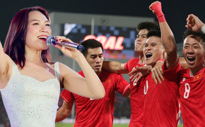 Mỹ Tâm ăn mừng chiến thắng của đội tuyển Việt Nam ngay trên sân khấu Ảnh 2
