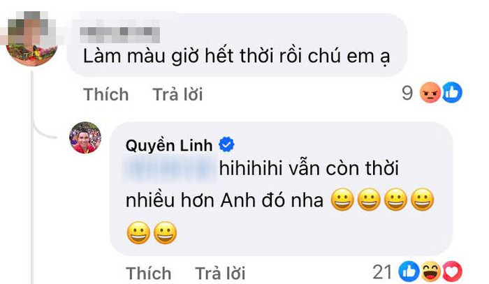 MC Quyền Linh đáp trả khi bị mỉa mai 'làm màu hết thời'. (Ảnh chụp màn hình)