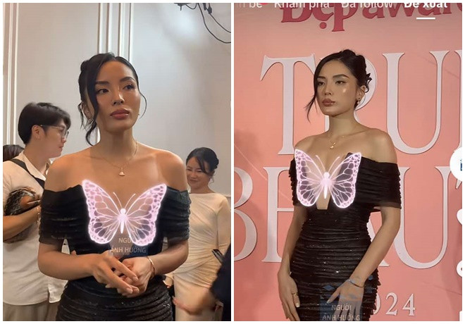 Hoa hậu Kỳ Duyên gây chú ý khi diện đầm hở bạo. (Ảnh Người ảnh hưởng)