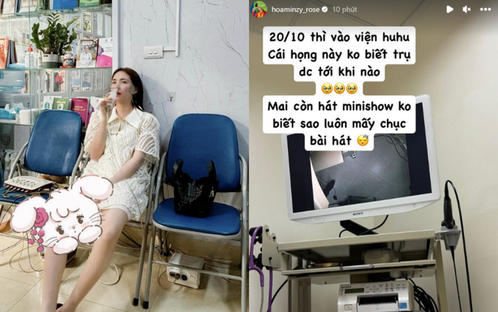 Ngoài dạ dày, Hòa Minzy còn gặp vấn đề về cổ họng khiến cô nhiều lần phải nhập viện để điều trị. (Ảnh: FBNV)