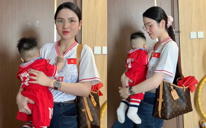 Vợ Quang Hải lại mang phụ kiện hàng tỷ đồng đến đón chồng trở về. (Ảnh chụp màn hình)