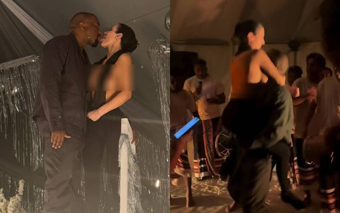 Người mẫu Bianca Censori và chồng khiến nhiều người ngao ngán vì những hình ảnh quá thân mật tại bữa tiệc. 