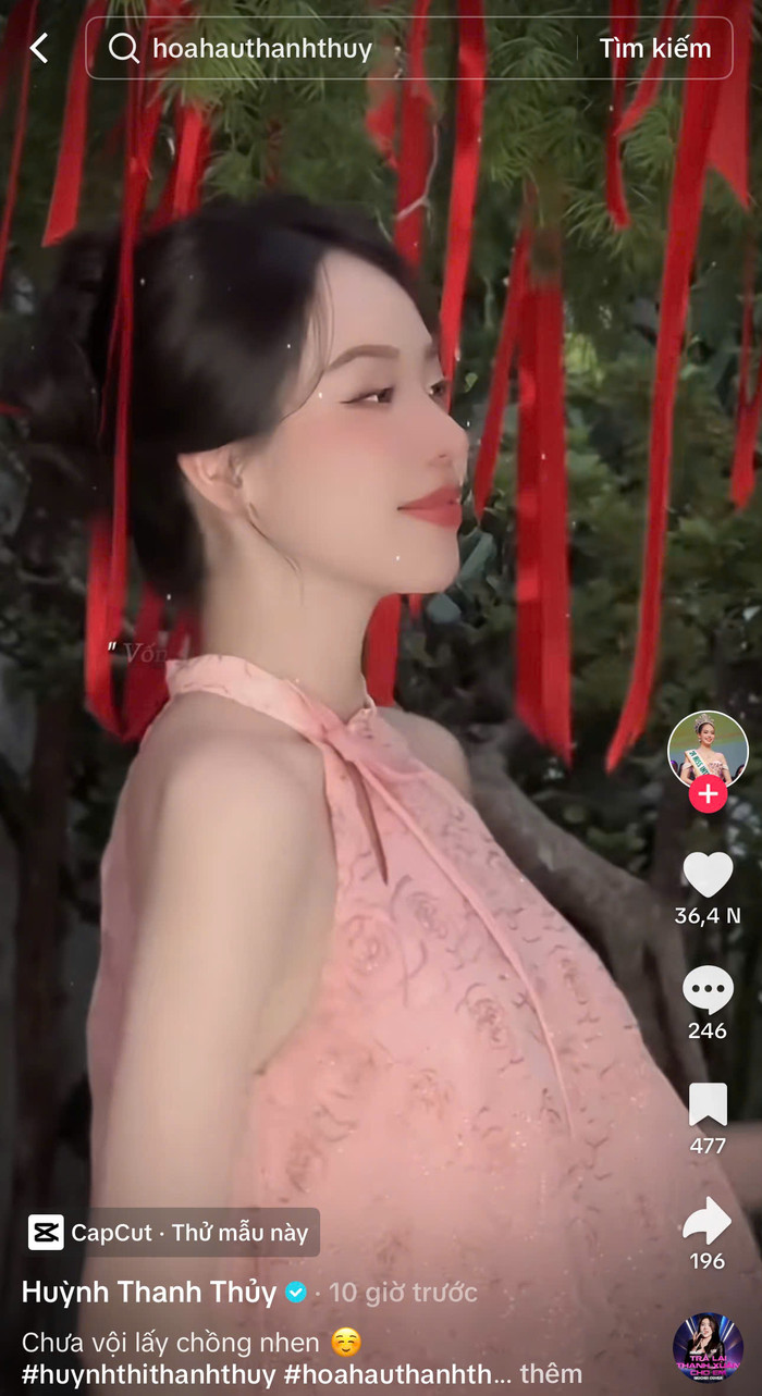 Hoa hậu Thanh Thủy khẳng định bản thân chưa vội lấy chồng. (Ảnh: TikTok nhân vật)