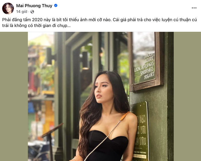 Mai Phương Thúy đăng lại tấm hình diện áo cúp ngực đầy nóng bỏng được chụp từ 5 năm trước. Ảnh: FBNV