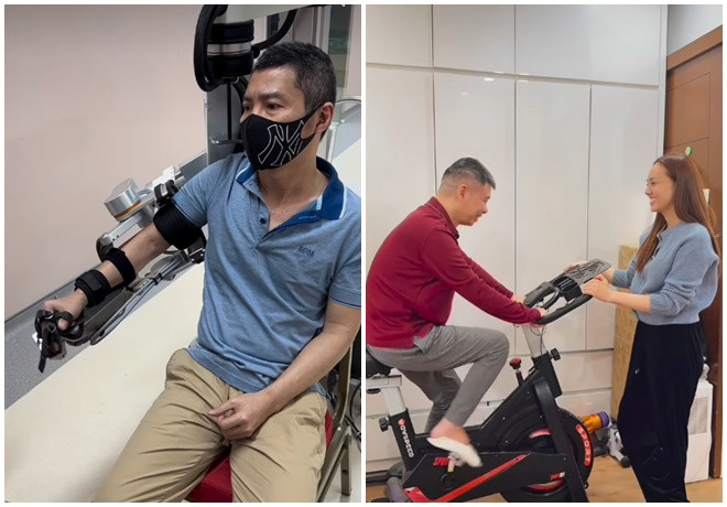 Nghệ sĩ Công Lý tập luyện, phục hồi sức khỏe. (Ảnh FBNV)