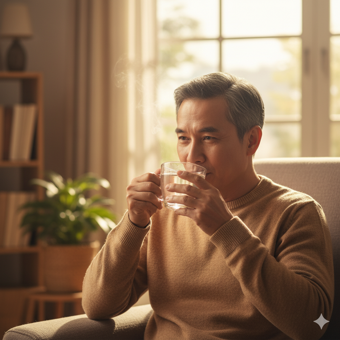 Bạn nên uống nước ấm, theo dõi sức khoẻ sau khi lội nước. Ảnh minh hoạ