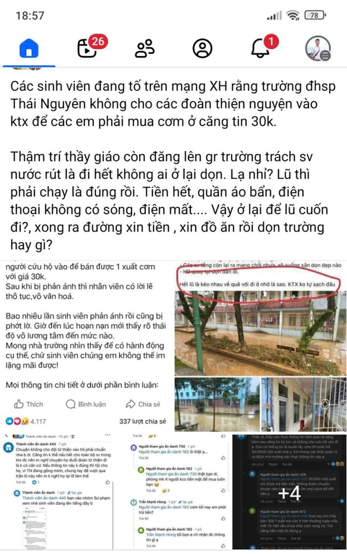 Bài đăng gây xôn xao trên mạng xã hội. Ảnh: Tuổi Trẻ Online