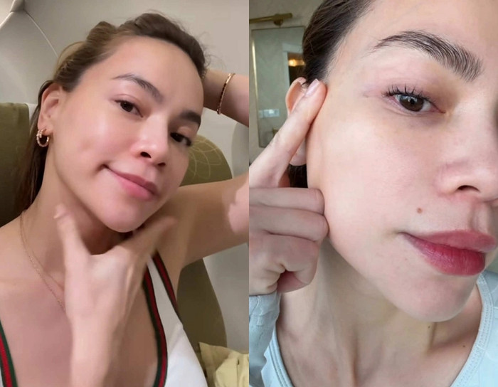 Làn da mịn màng, căng bóng, ít tì vết của nữ ca sĩ ở tuổi tứ tuần khiến nhiều netizen trầm trồ. (Ảnh FBNV)