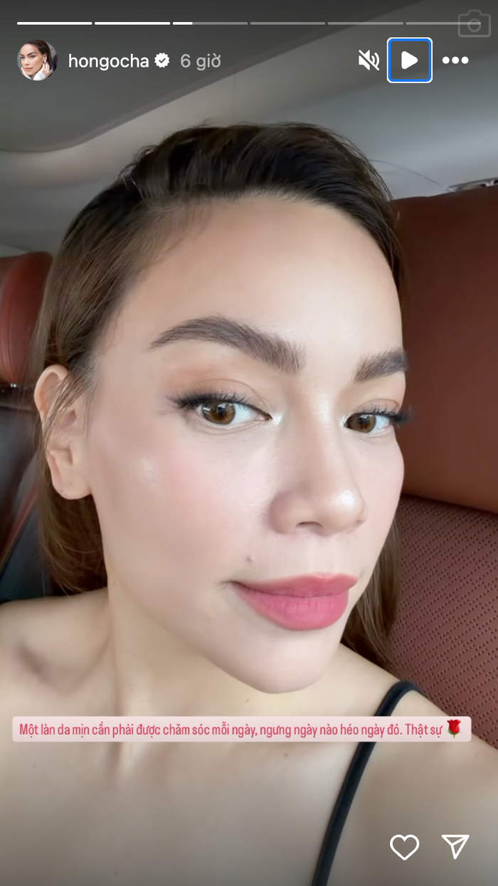Hồ Ngọc Hà vui vẻ khoe làn da mướt mắt vào ngày hôm sau. Ảnh: IGNV