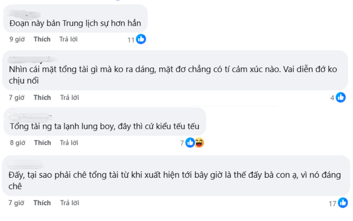 Loạt bình luận của khán giả phản ánh về cảnh phim giữa Ngân và Trường (Ảnh chụp màn hình).