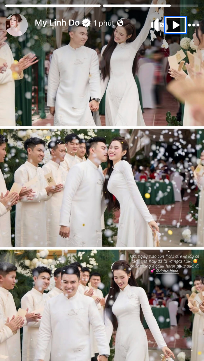 Đỗ Mỹ Linh vui mừng khi theo dõi lễ ăn hỏi của Đỗ Thị Hà từ xa. Ảnh: IGNV