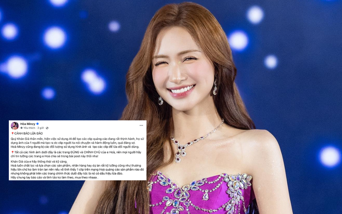 Hòa Minzy cảnh báo bị kẻ gian mạo danh hình ảnh trên mạng xã hội. Ảnh: FBNV