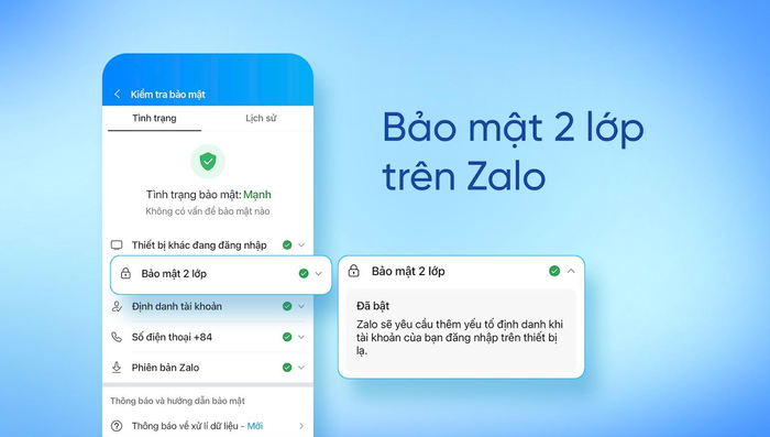 Kích hoạt bảo mật 2 lớp để bảo vệ tài khoản Zalo. (Nguồn: happynest)