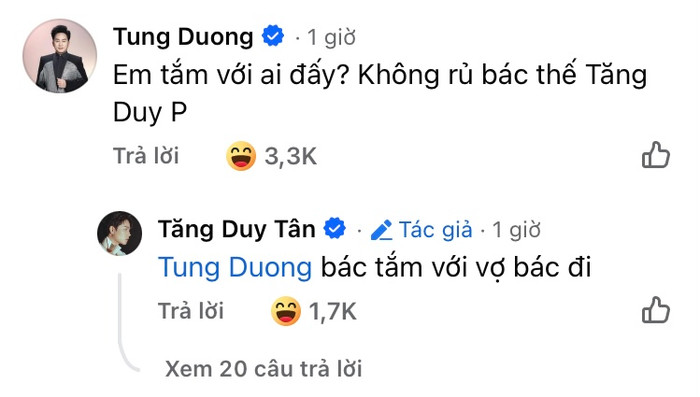 Đoạn đối thoại hài hước giữa Tùng Dương và Tăng Duy Tân nhận về sự tương tác lớn. (Ảnh: FBNV)