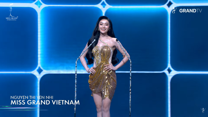 Nguyễn Thị Yến Nhi tại chung kết Miss Grand. (Ảnh chụp màn hình từ Grand TV)