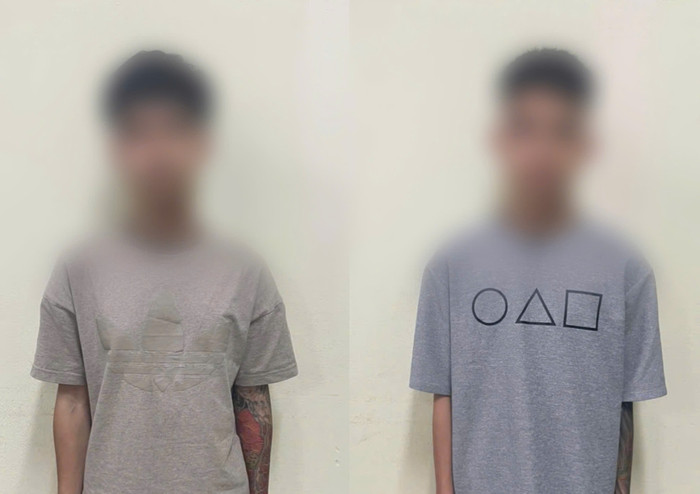 2 đối tượng tại Cơ quan Công an. Ảnh: Công an TP Hà Nội