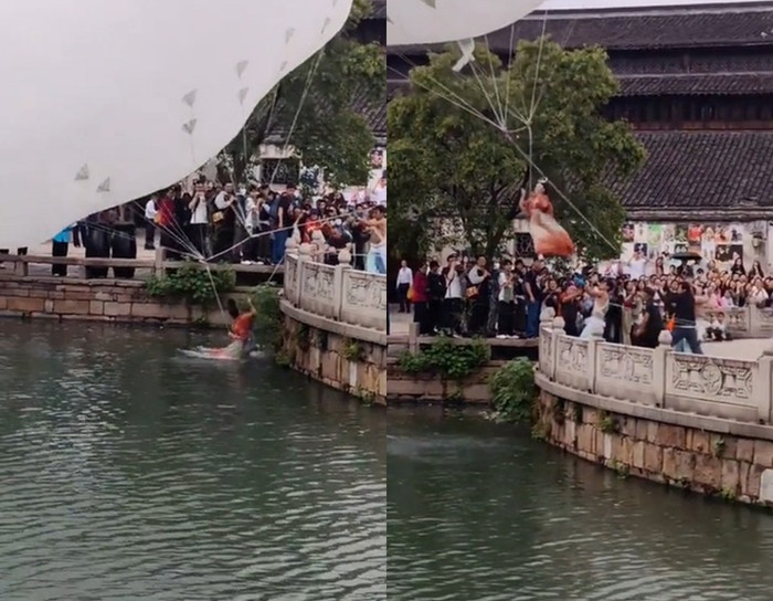 Sau sự cố, nữ diễn viên múa được đưa đi kiểm tra y tế nhưng không có gì nghiêm trọng. (Ảnh từ Weibo)