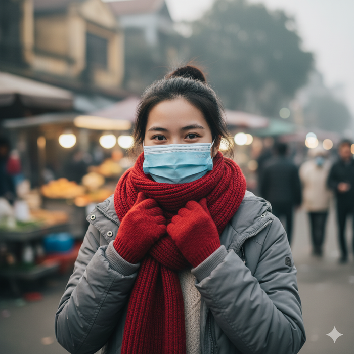 Bạn nên giữ ấm cơ thể để đảm bảo sức khoẻ khi thời tiết chuyển sang mùa đông. Ảnh minh hoạ