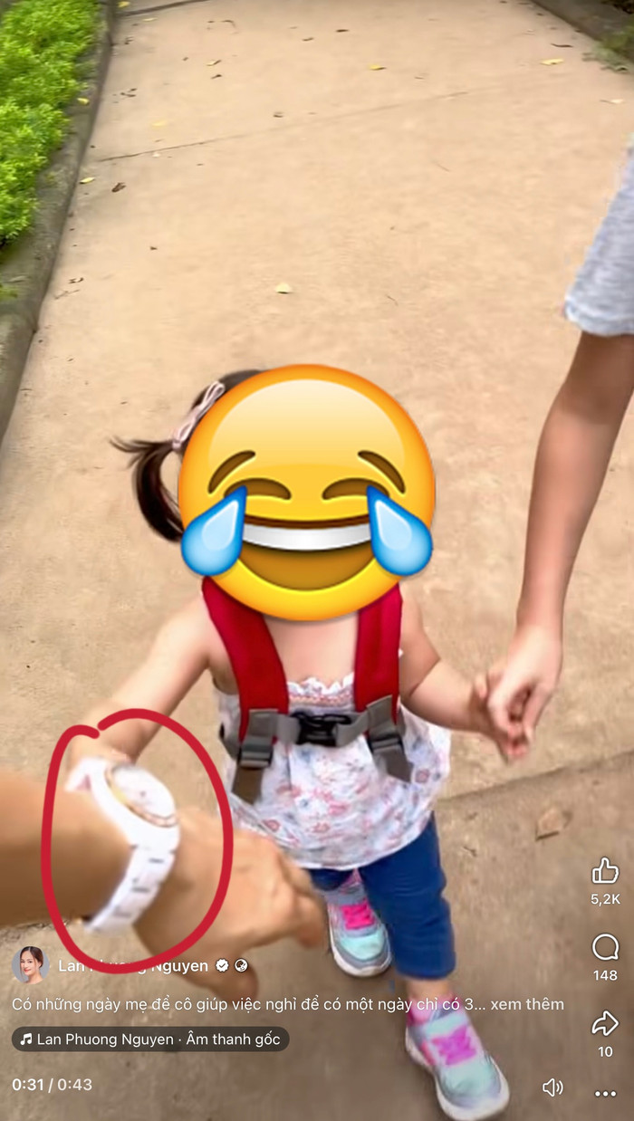 Cận cảnh chiếc đồng hồ của Lan Phương trong video. Ảnh chụp màn hình