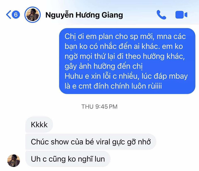 Dưới phần bình luận, Lương Thùy Linh tiết lộ đoạn tin nhắn xin lỗi với đại diện hiện tại của Miss Universe 2025 - Hương Giang. (Ảnh: FBNV)