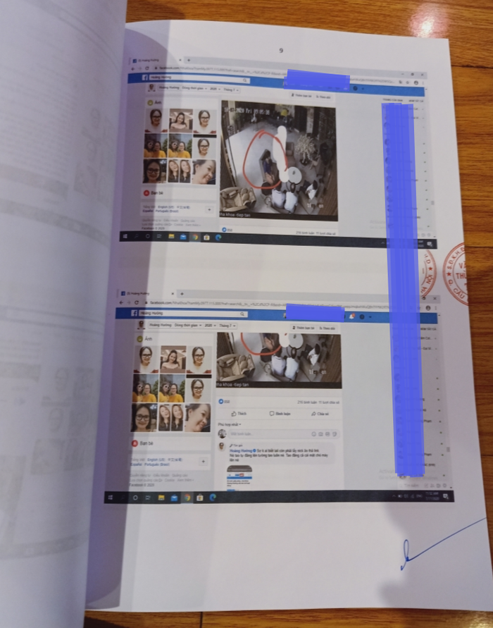 Hình ảnh vi bằng về hành vi vu khống phóng viên của Hoàng Hường năm 2020. (Nguồn: Dân trí) 