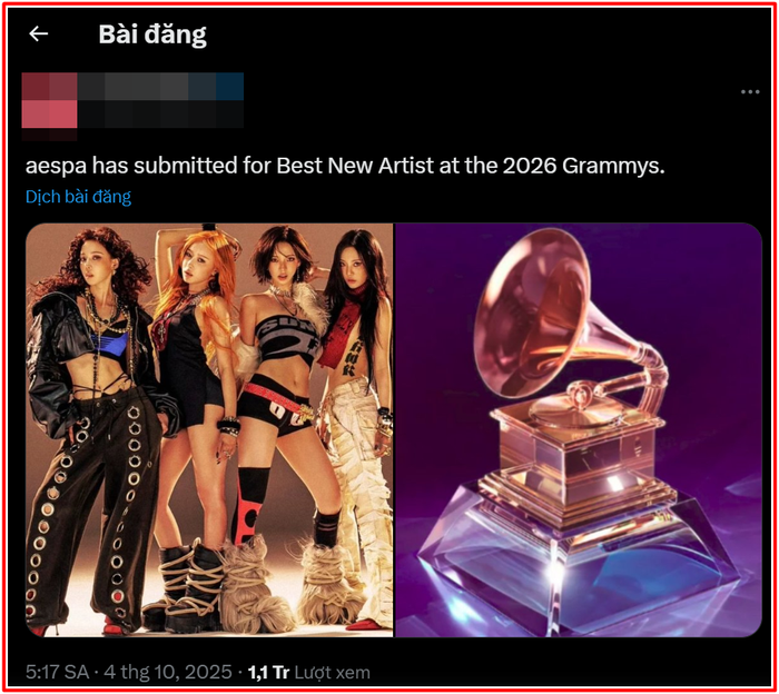 aespa bị 'chê cười' khi nộp đề cử GRAMMY: Tham vọng lớn hay nước cờ sai lầm? Ảnh 1
