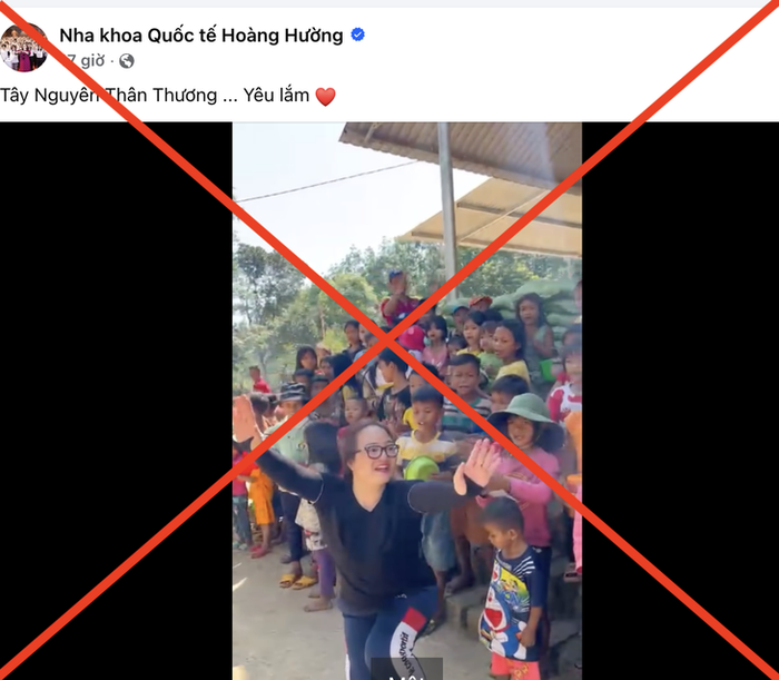 Fanpage Nha khoa Quốc tế Hoàng Hường ngày 4/10 đăng tải hình ảnh bà Hường đi thiện nguyện tại Tây Nguyên. (Nguồn: Tuổi Trẻ Online)