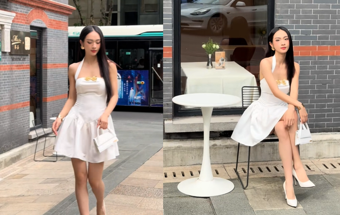 Á hậu Thúy Quỳnh chọn chiếc túi xách mang thiết kế tối giản và linh hoạt trong cách sử dụng. (Nguồn: TTNV)