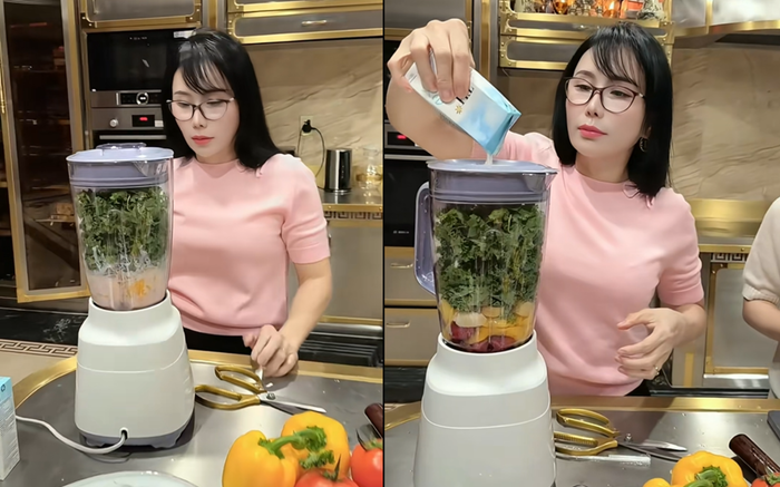 Bà chủ thẩm mỹ viện Mailisa làm sinh tố. Ảnh: TTNV