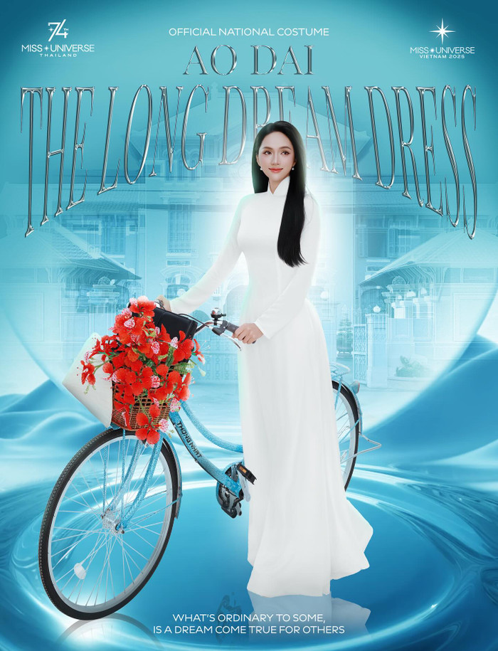 Hương Giang lựa chọn diện áo dài trong phần thi National Costume tại Miss Universe. Ảnh: Miss Universe Vietnam