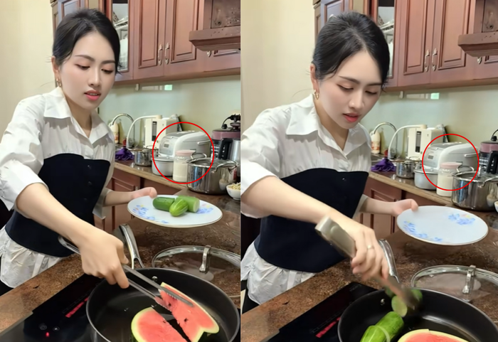 Gia đình bà chủ thẩm mỹ viện Mailisa gây sự chú ý khi sử dụng nồi cơm điện trị giá 3 triệu đồng. Ảnh chụp màn hình