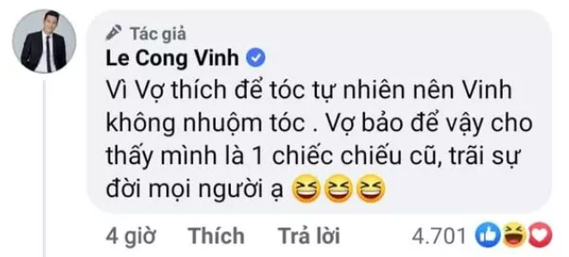 Lê Công Vinh từng lên tiếng nói về việc giữ nguyên mái tóc bạc suốt nhiều năm.