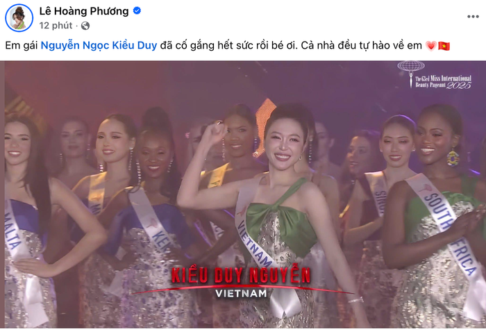  Kiều Duy đã nhận được nhiều lời động viên từ những người chị em thân thiết. Ảnh chụp màn hình