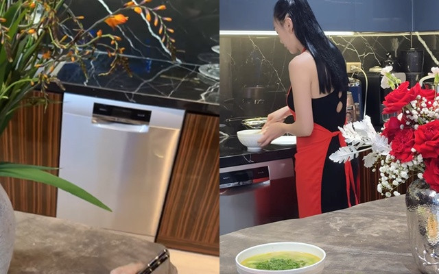 Chiếc máy rửa bát này đã xuất hiện nhiều trong các video của Phương Oanh. Ảnh chụp màn hình