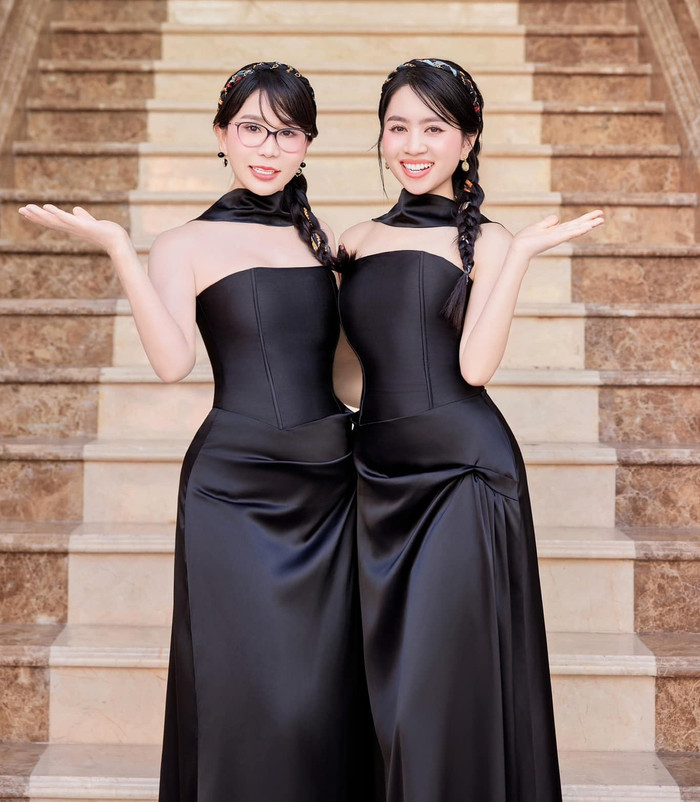 Hai mẹ con bà chủ Thẩm mỹ viện Mailisa sở hữu vóc dáng mảnh mai. Ảnh: FBNV