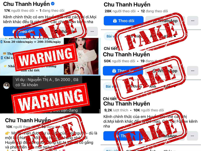 Tình trạng đáng báo động khi Chu Thanh Huyền liên tục bị lợi dụng hình ảnh. Ảnh: FBNV
