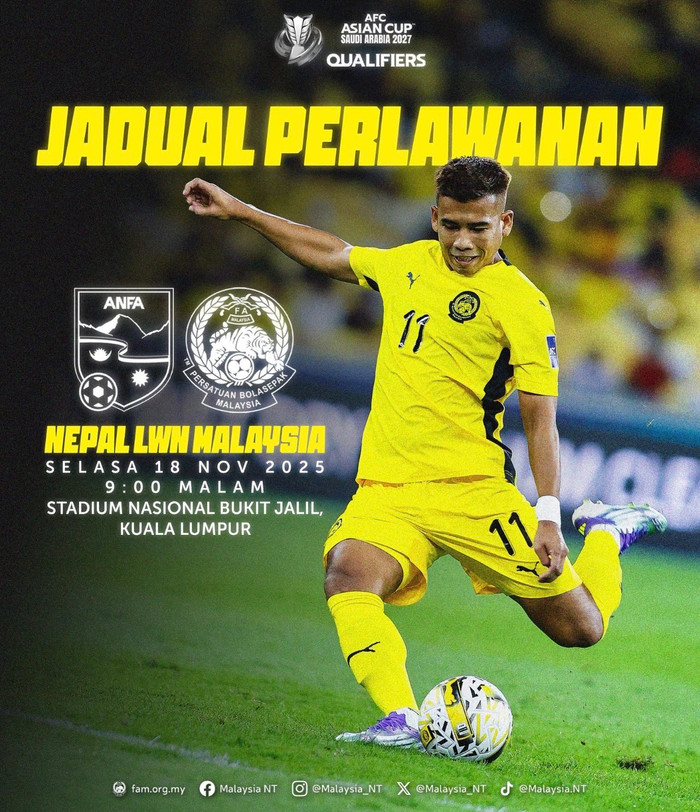 Đúng như thông báo từ Malaysia NT, đội tuyển Malaysia đã chính thức nhận tin vui từ Liên đoàn Bóng đá châu Á (AFC). Ảnh: Malaysia NT