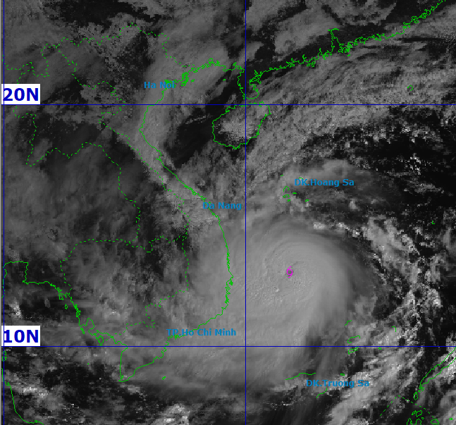 Đường đi của bão số 13. Ảnh: Trung tâm Dự báo Khí tượng Thuỷ văn Quốc gia