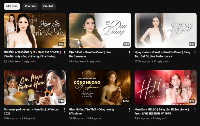 Nam Em đăng tải bản cover Địa đàng lên kênh YouTube cá nhân.